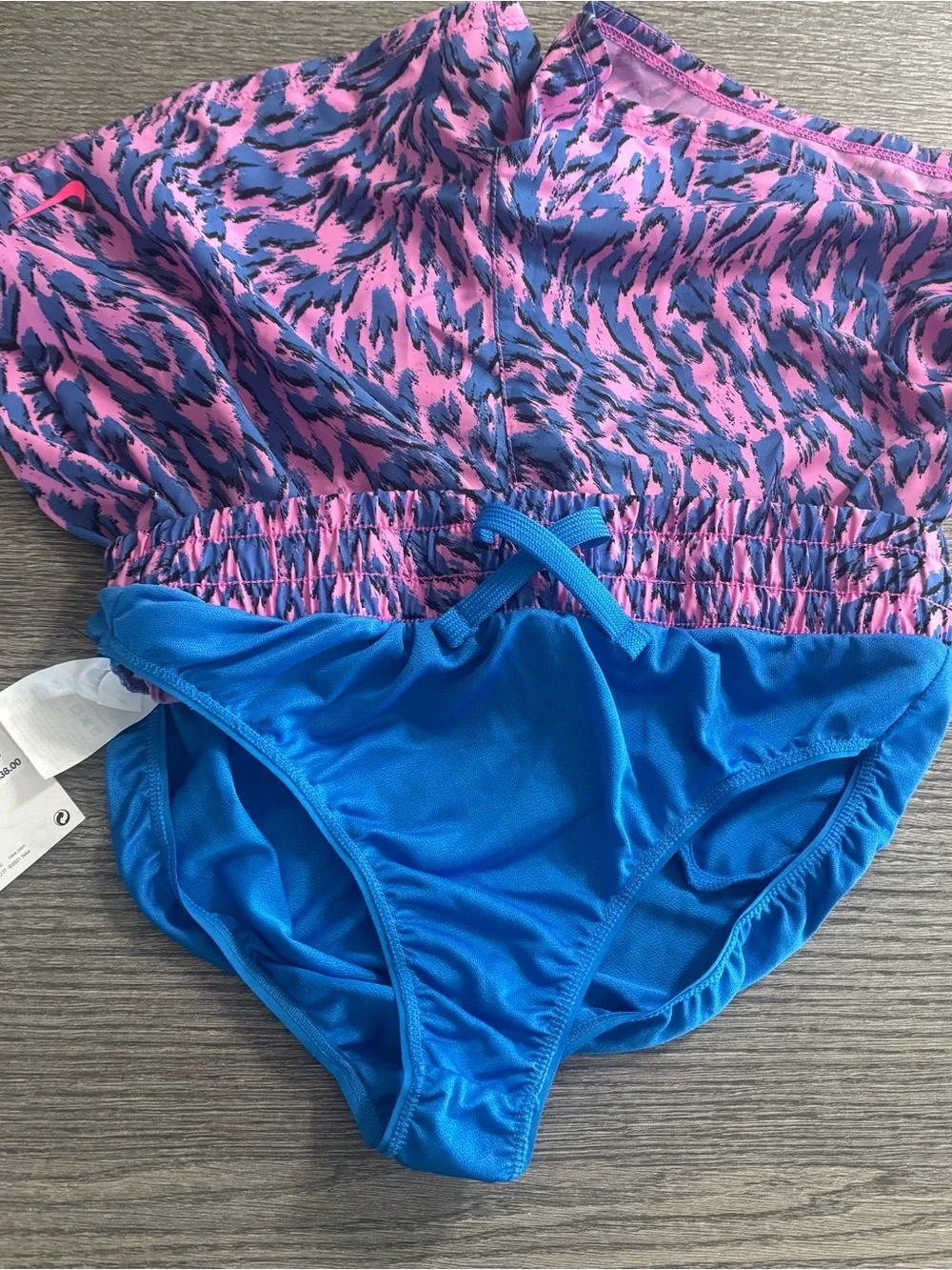 Nike One Kids Girls Woven High-Waisted Shorts Dri-fit Pink/blue Sz L Brief Lined